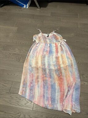 Design Lab Lord & Taylor Pastel Multicolor Striped Maxi Dress